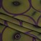 1 Yard Silk Charmeuse Lime Green and Purple Kaleidoscope Circle Print Fabric 44 inch Width